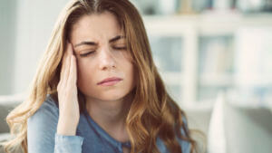 Woman with a stress headache